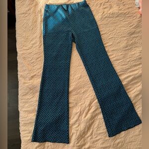 Blue Geometric Patterned Flare Pants
